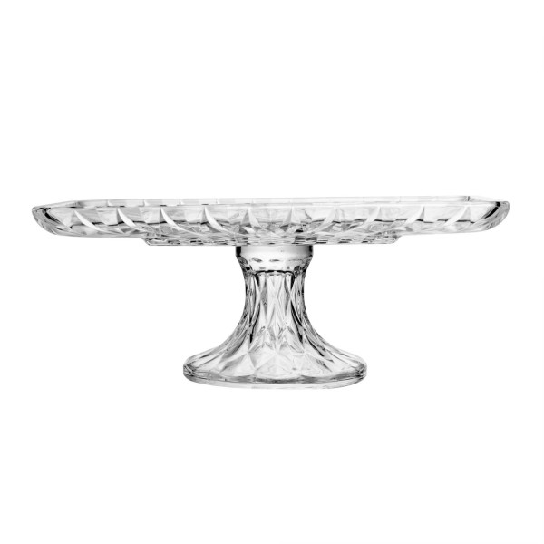 Encontraproduto.com.br - Travessa para Servir de Cristal Ecológico com Pé Diamond 30cm x 16,5cm x 12cm - Lyor