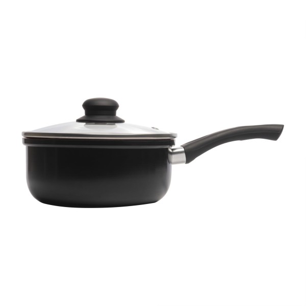 Encontraproduto.com.br - Panela de Indução com Tampa de Vidro 16cm Vermelha Alumínio com Revestimento Cerâmico - Lyor