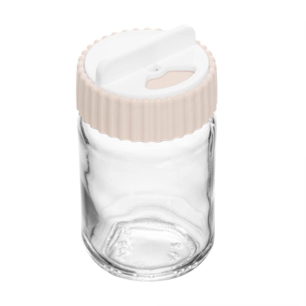 Encontraproduto.com.br - Porta Tempero com Tampa Rotativa Siena 190ml Bege Vidro - Lyor