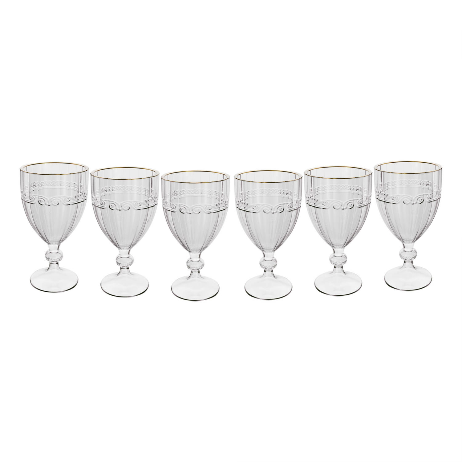 Conjunto 6 Taças de Cristal Ecológico com Fio de Ouro Imperial 330ml - Lyor