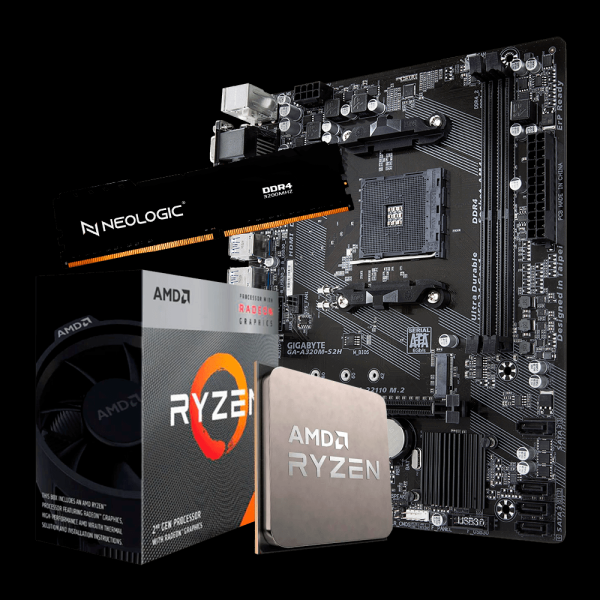 Encontraproduto.com.br - Kit Upgrade AMD Ryzen 3 3200G, Placa Mãe A320, 8GB DDR4, Neologic - NLI84293