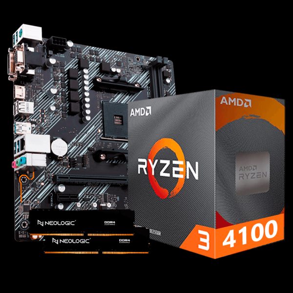 Encontraproduto.com.br - Kit Upgrade AMD Ryzen 3 4100, Placa Mãe A320M, 16GB DDR4, Neologic - NLI84718