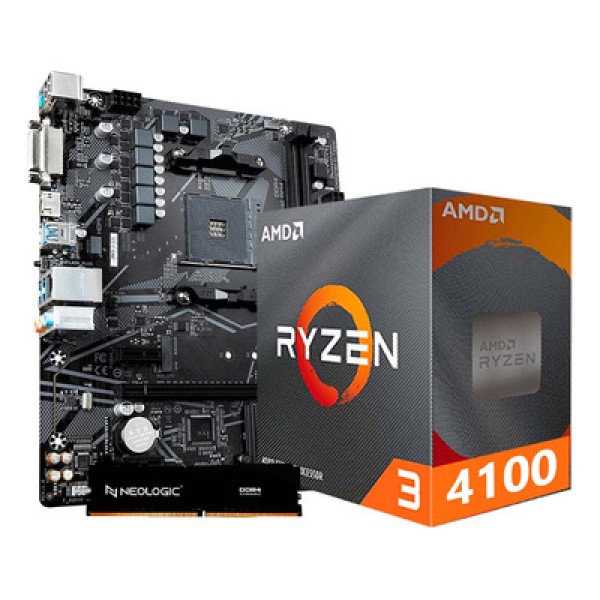 Kit Upgrade AMD Ryzen 3 4100, Placa Mãe A520M, 8GB DDR4, Neologic - NLI84719