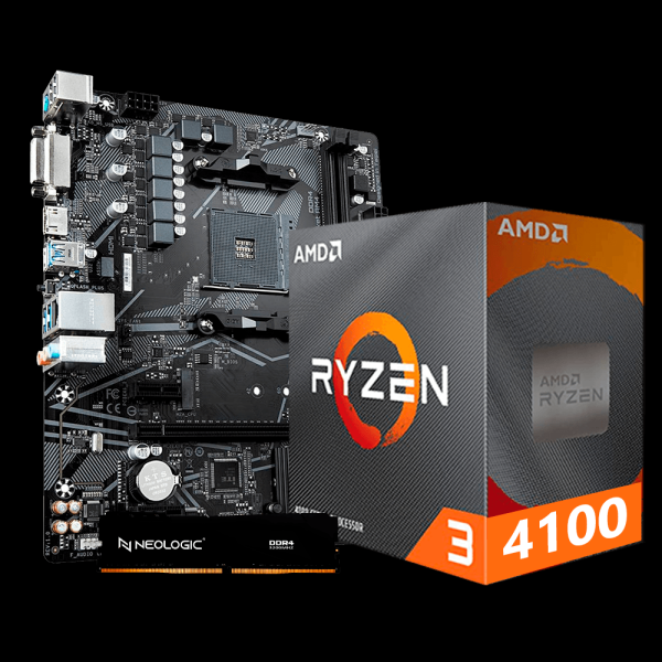 Encontraproduto.com.br - Kit Upgrade AMD Ryzen 3 4100, Placa Mãe A520M, 8GB DDR4, Neologic - NLI84719