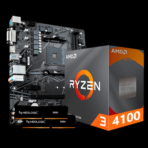 Encontraproduto.com.br - Kit Upgrade AMD Ryzen 3 4100, Placa Mãe A520M, 16GB DDR4, Neologic - NLI84720