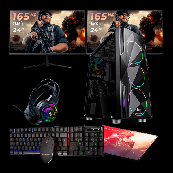 Encontraproduto.com.br - Kit - Pc Gamer Intel I5 12400F 16GB (RTX 3050 8GB) SSD 1TB + 240GB M.2 500w 80 Plus + 2 Monitores Neologic 24 165HZ, Neologic Streamer - NLI85838