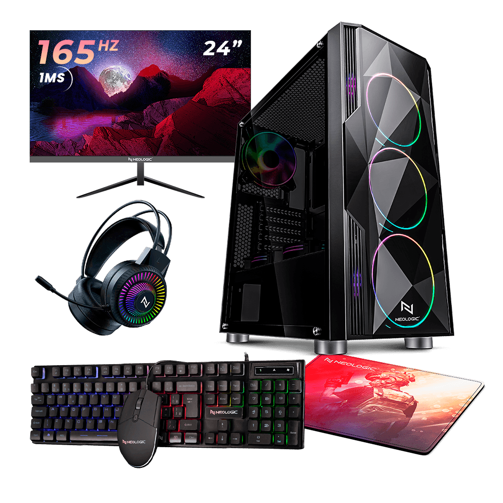 Pc Gamer Completo AMD Ryzen 7 5700G 16GB (RTX 3050 8GB) SSD 1TB + 240GB M.2 500w 80 Plus + Monitor Neologic 24 165hz, Neologic Streamer - NLI85875