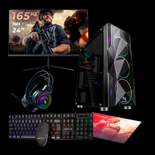 Encontraproduto.com.br - Pc Gamer Completo AMD Ryzen 5 5600GT 16GB (Radeon Vega 7 Integrado) SSD 480GB M.2 500W 80 Plus + Monitor 24 165HZ, By Italo Canella NLI86297