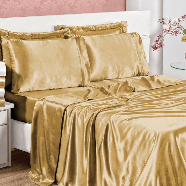 Jogo de Cama King Sublime Dourado Valle Enxovais 4 peças