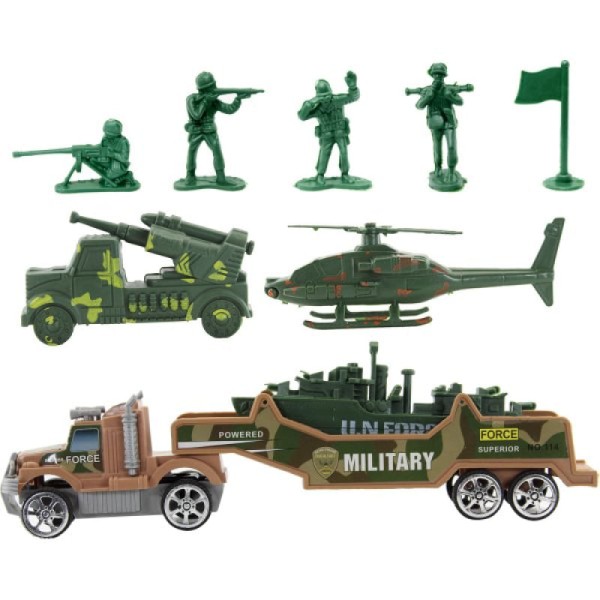 Encontraproduto.com.br - Conjunto Veículos Militares Marrom Miniatura 9 peças