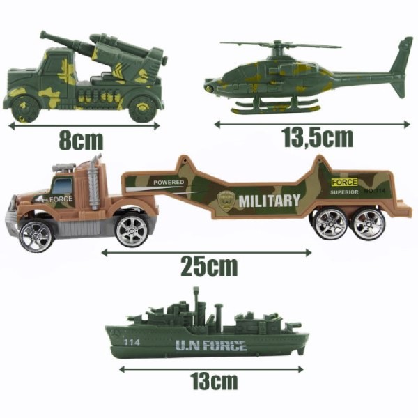 Encontraproduto.com.br - Conjunto Veículos Militares Marrom Miniatura 9 peças