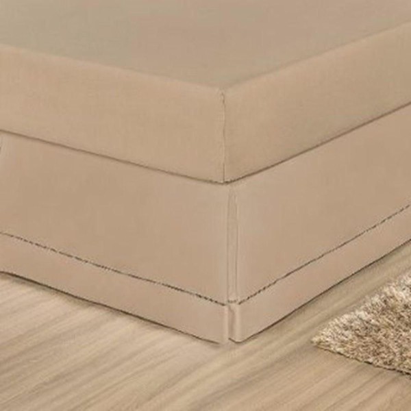 Saia Para Cama Box Solteiro Ponto Palito 1 Peça Caqui