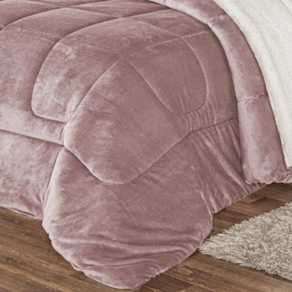 Encontraproduto.com.br - Edredom Queen Coberdrom Sherpa-mantinha Everest 1 Peça Rose