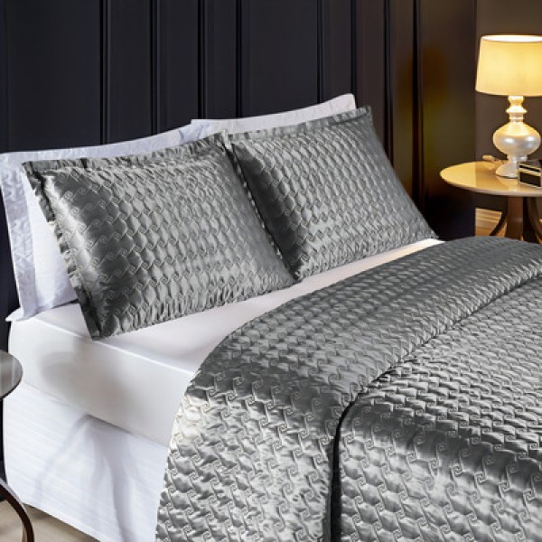 Cobre Leito Shine 3pç Cama Queen Cetim Charmousse Brilhante Cor Prata