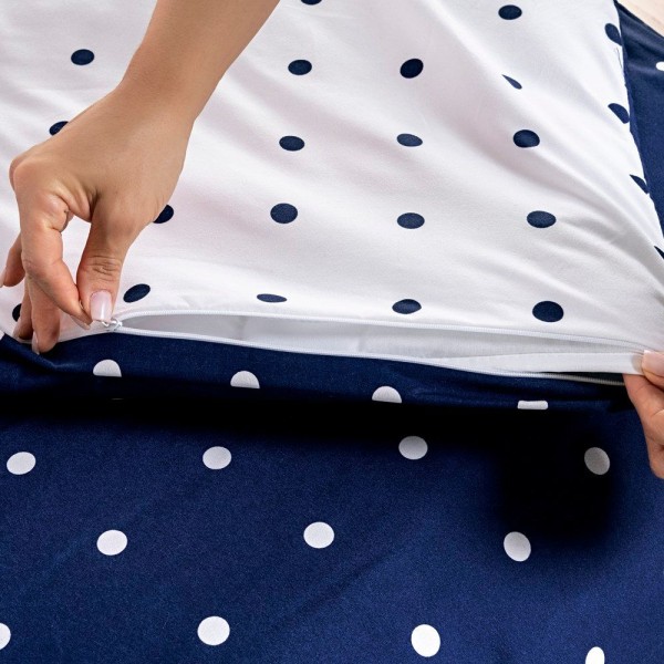 Encontraproduto.com.br - Capa Duvet Para Edredom King Petit Poa Dupla Face Com Ziper 1 Peça Marinho