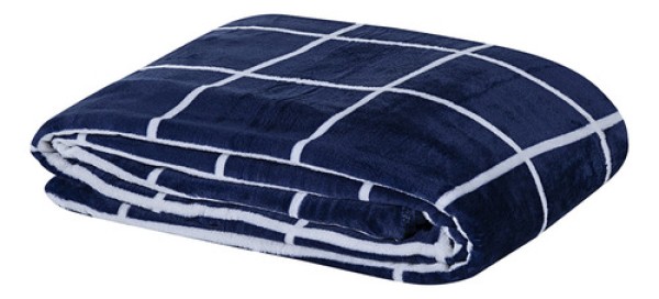 Encontraproduto.com.br - Manta Solteiro Austin Flannel Microfibra 1 Peça - Marinho