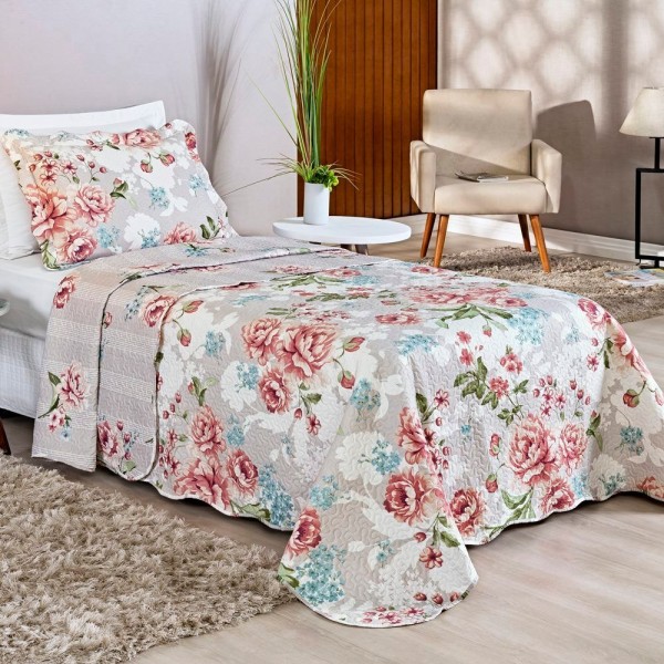 Encontraproduto.com.br - Colcha Estampada Dupla Face Bouti Solteiro 02 Peças - Fresi