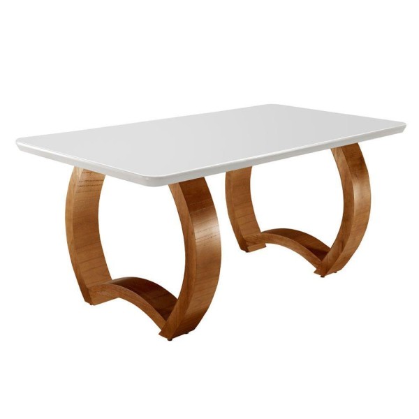 Mesa Bali 180 Canto Copo Com Vidro Off White/imbuia