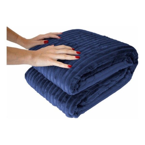 Encontraproduto.com.br - Manta Microfibra Canelada Queen 2,40m X 2,20m Com Toque Aveludado - Chumbo
