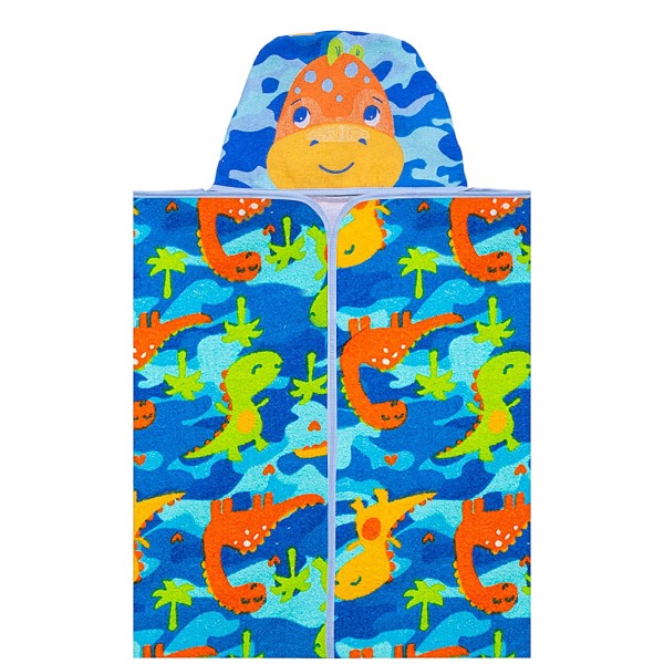 Encontraproduto.com.br - Toalha c/ capuz atoalhado e forro em fralda para bebê Dinossauro Funny - Baby Joy