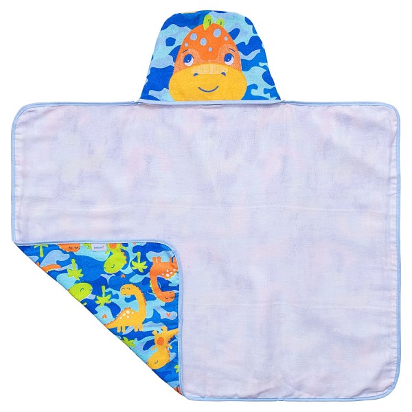 Encontraproduto.com.br - Toalha c/ capuz atoalhado e forro em fralda para bebê Dinossauro Funny - Baby Joy