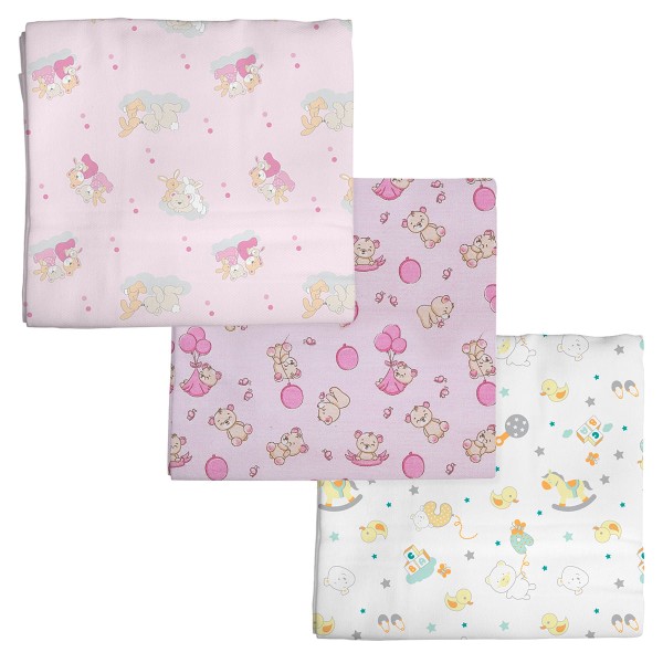 Kit c/ 3 Cueiros para bebê flanelado Ursinhas Bercinho - Incomfral