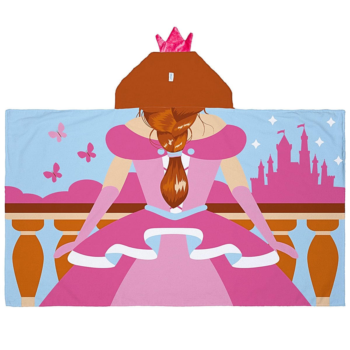 Toalha de banho 3D c/ capuz atoalhado Infantil Princesa Funny - Baby Joy