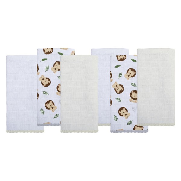 Encontraproduto.com.br - PANO DE BOCA BUBLIM ESTAMPADO/LISO C/FESTONE 34CMX40CM PCT C/06UN //NEUTRO 2