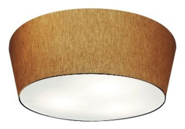 Encontraproduto.com.br - Kit 2 Plafon Cone Cúpula em Tecido 12/40x35cm Palha Bivolt