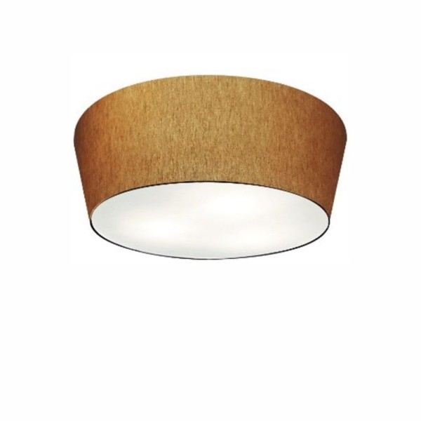 Encontraproduto.com.br - Kit 2 Plafon Cone Cúpula em Tecido 12/40x35cm Palha Bivolt