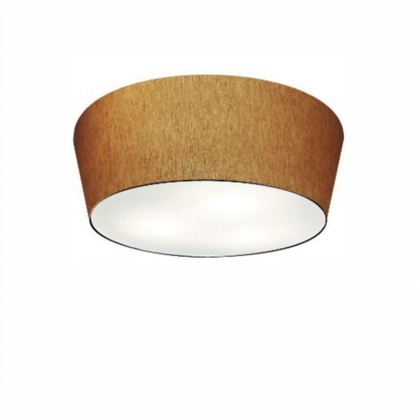 Encontraproduto.com.br - Kit 2 Plafon Cone Cúpula em Tecido 12/40x35cm Palha Bivolt