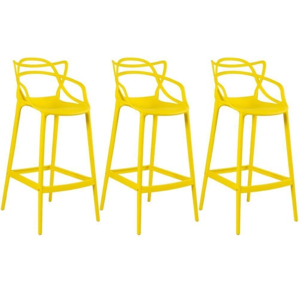 Encontraproduto.com.br - Kit 3 Banquetas Altas Masters Allegra 76 Cm Amarelo