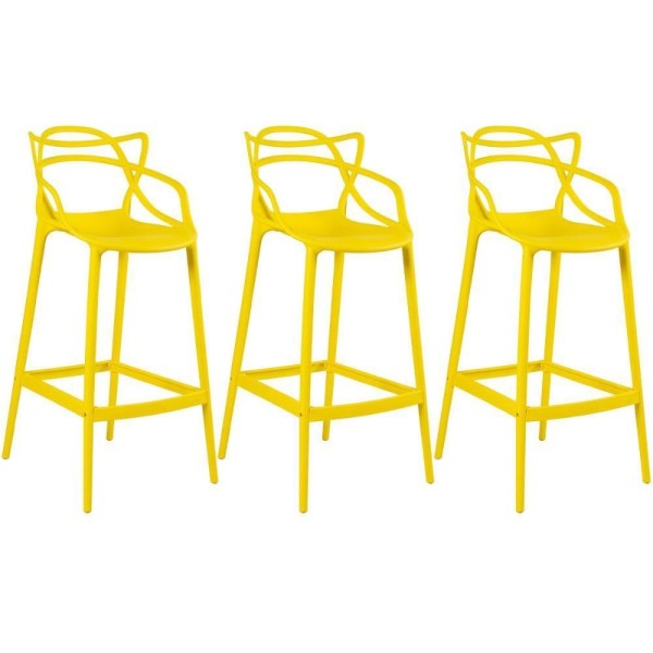 Encontraproduto.com.br - Kit 3 Banquetas Altas Masters Allegra 76 Cm Amarelo