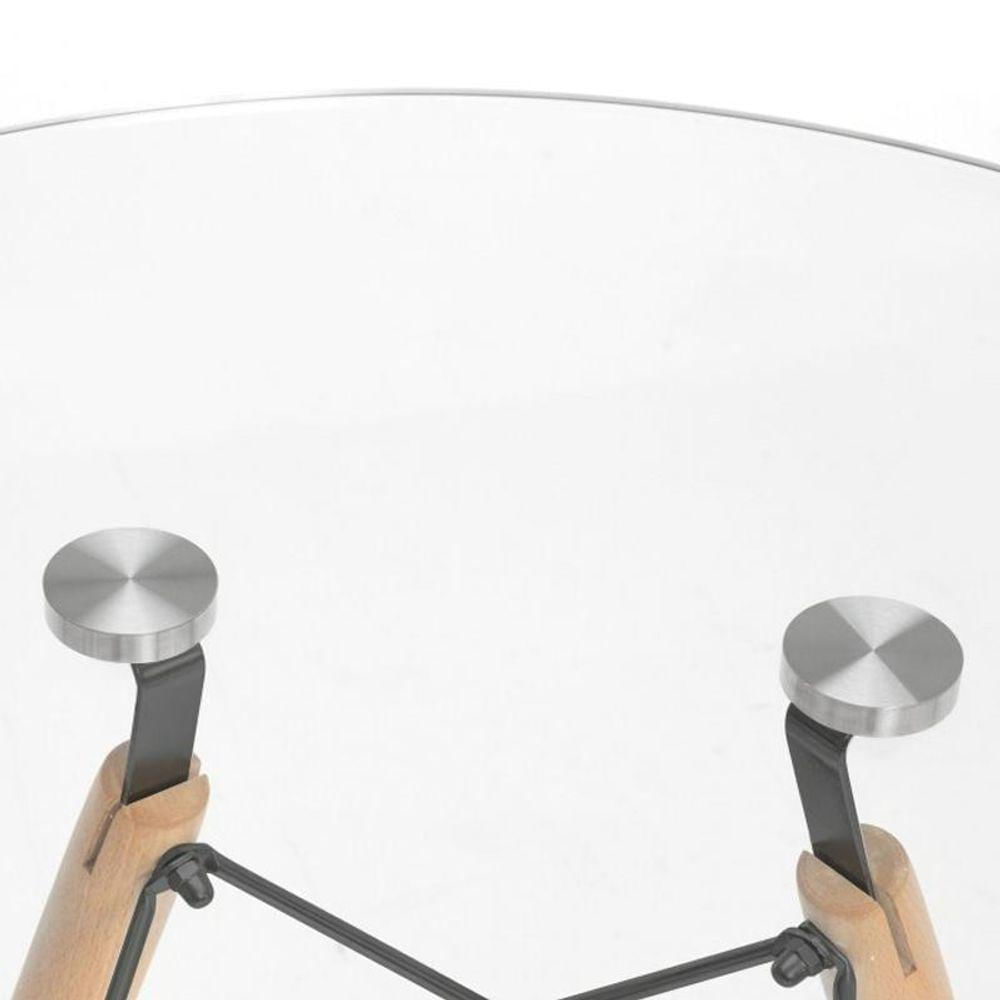 Mesa Redonda Eames Com Tampo De Vidro 80 Cm + 4 Cadeiras Eiffel Dsw Marrom