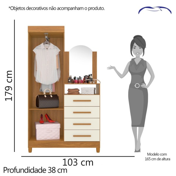 Encontraproduto.com.br - Guarda-Roupa Cômoda Capri com 2 Portas-Carvalho/Off White