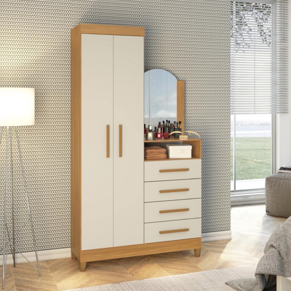 Encontraproduto.com.br - Guarda-Roupa Cômoda Capri com 2 Portas-Carvalho/Off White