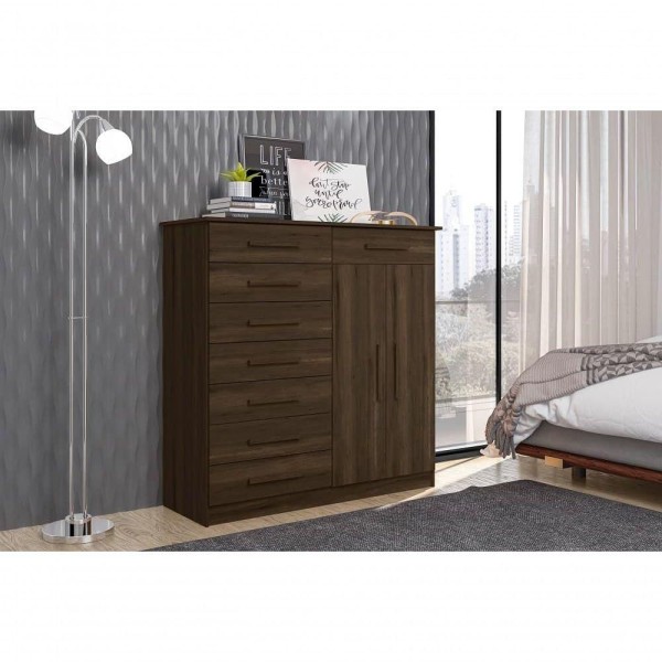 Cômoda New Verona com 8 Gavetas e 2 Portas - Cedro