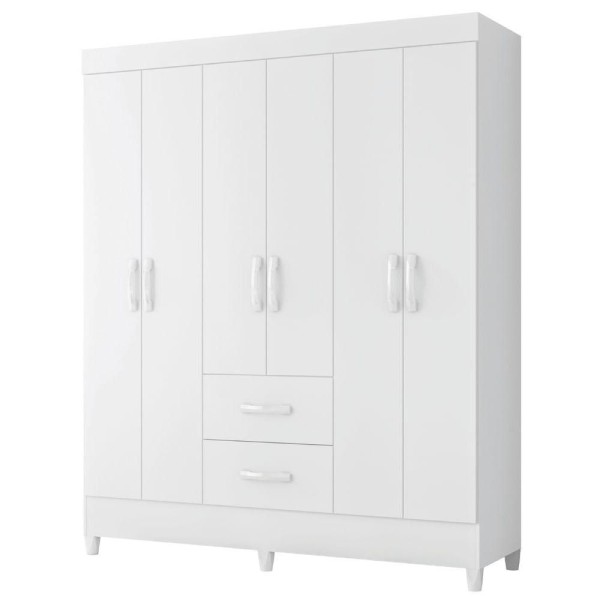 Guarda Roupas Casal 6 Portas 2 Gavetas Mobi Branco Flex Albatroz Bc Bc Ros