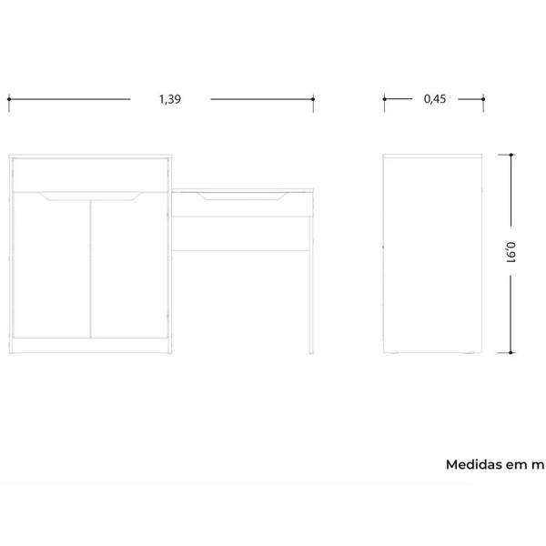 Encontraproduto.com.br - Penteadeira Escrivaninha Theo Com Espelho Carvalho Grife-off White