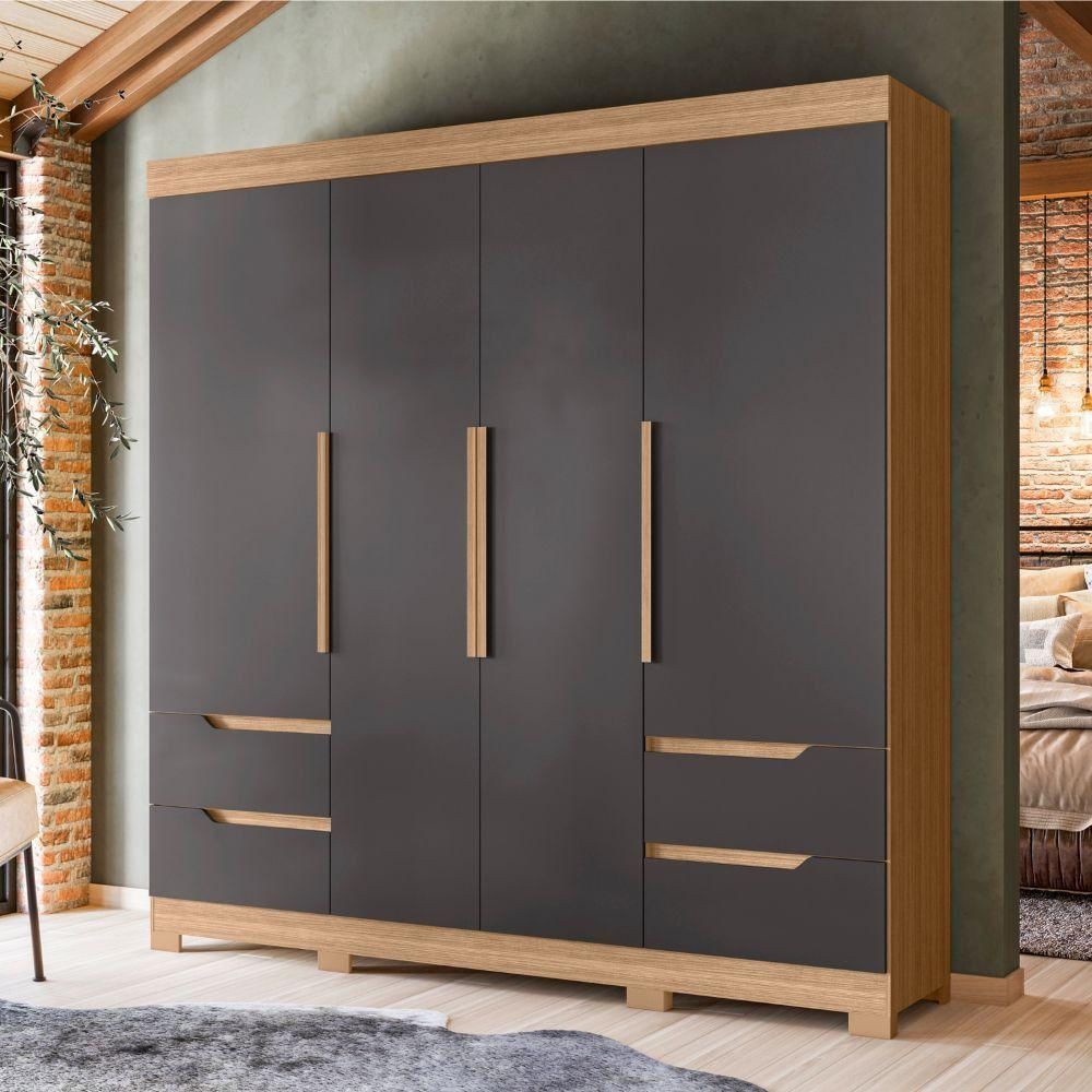 Guarda Roupa Vivacce 4 Portas E 4 Gavetas Nature-titanium - Albatroz