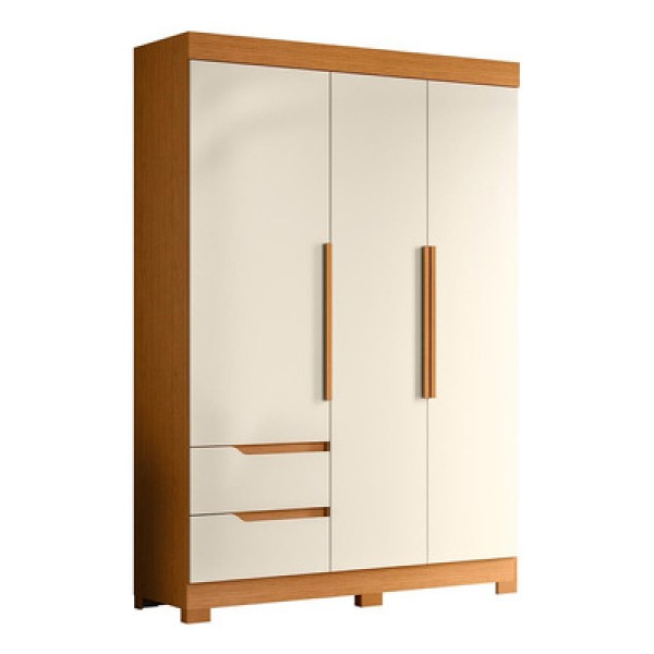 Encontraproduto.com.br - Guarda Roupa Vivacce Solteiro Quarto Com 3 Portas 2 Gavetas Cinamomo/off White Cinamomo/off White