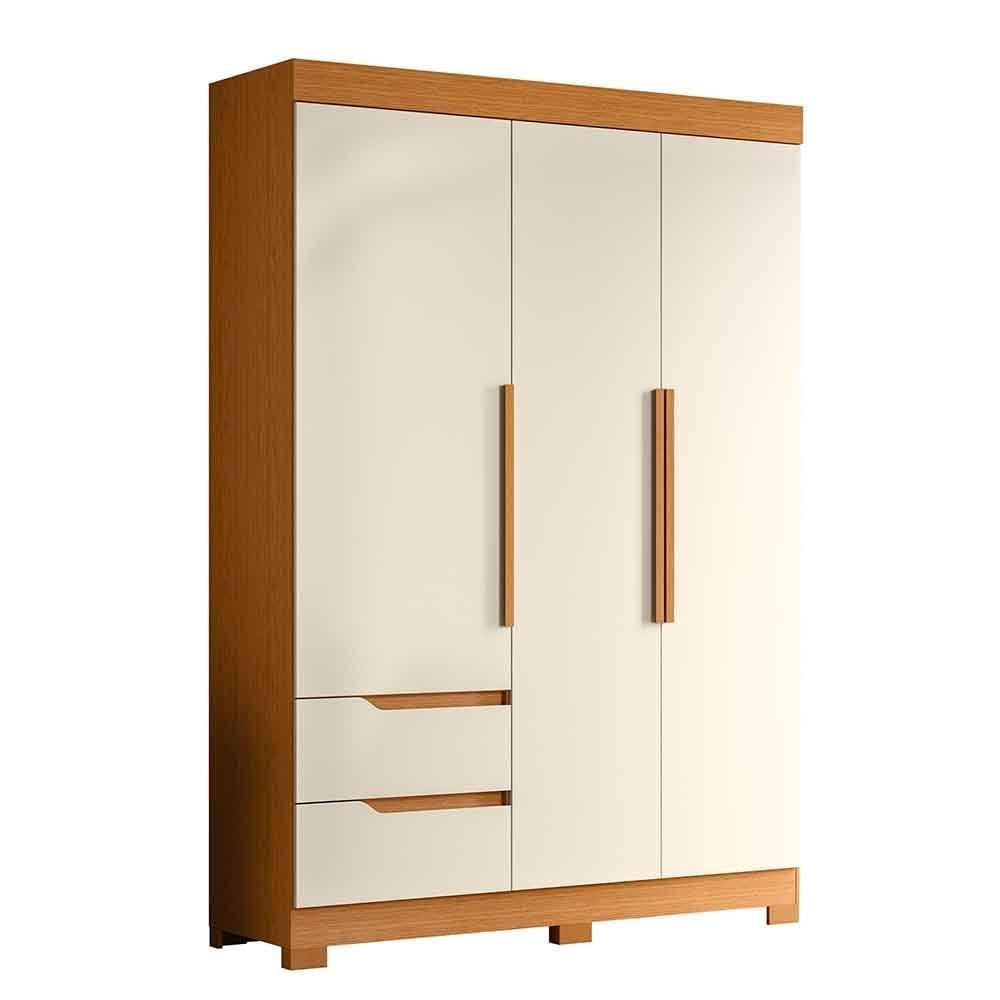 Guarda Roupa Vivacce Solteiro Quarto Com 3 Portas 2 Gavetas Cinamomo/off White Cinamomo/off White