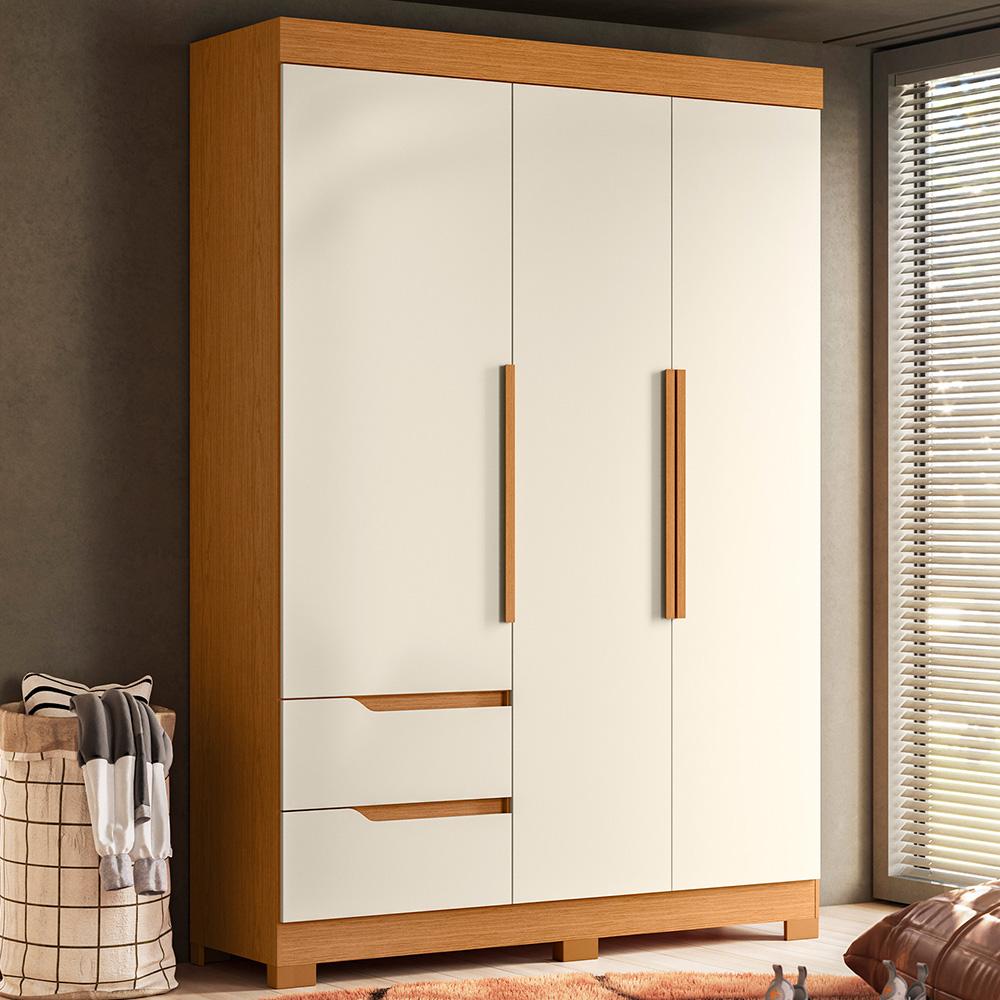 Encontraproduto.com.br - Guarda Roupa Vivacce Solteiro Quarto Com 3 Portas 2 Gavetas Cinamomo/off White Cinamomo/off White
