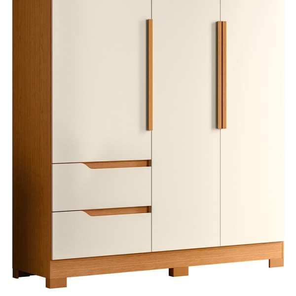 Encontraproduto.com.br - Guarda Roupa Vivacce Solteiro Quarto Com 3 Portas 2 Gavetas Cinamomo/off White Cinamomo/off White