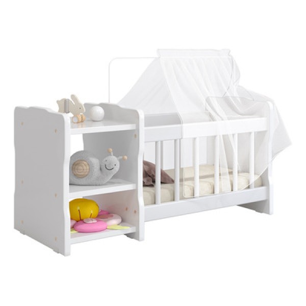 Berço Para Boneca Cristal Ursinho C02 Brinquedo Infantil Branco Rosa - Lyam Decor