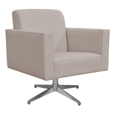 Encontraproduto.com.br - Poltrona Com Base Giratória Para Sala De Estar Linho Bege
