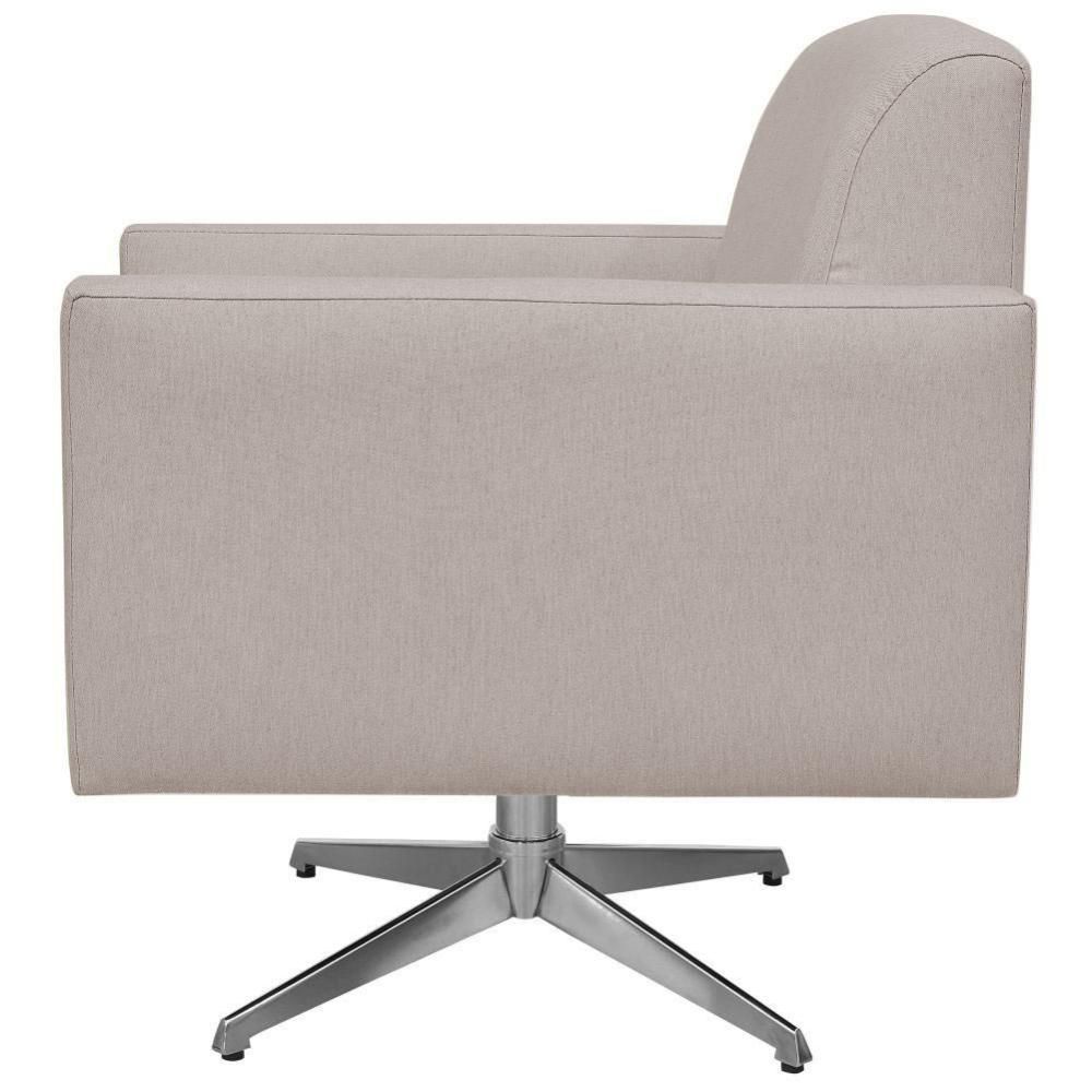 Encontraproduto.com.br - Poltrona Com Base Giratória Para Sala De Estar Linho Bege