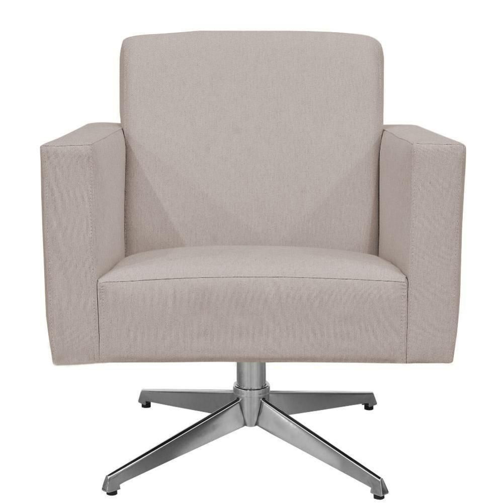 Encontraproduto.com.br - Poltrona Com Base Giratória Para Sala De Estar Linho Bege