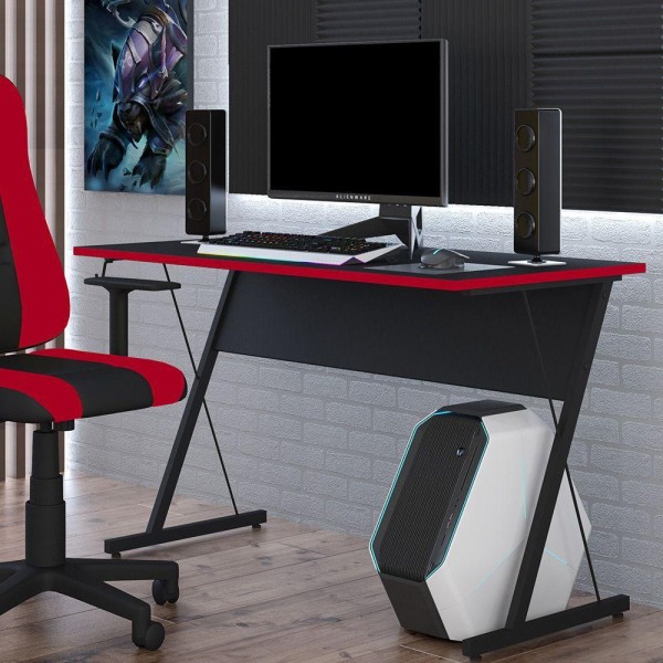 Encontraproduto.com.br - Mesa Para Computador Notebook PC Gamer Kombat F01 Preto Vermelho - Lyam Decor
