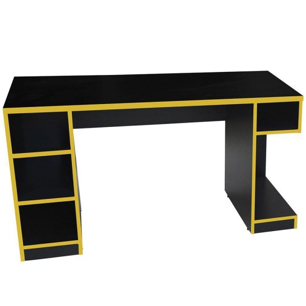 Encontraproduto.com.br - Mesa Para Computador Notebook PC Gamer Destiny F01 Preto Amarelo - Lyam Decor